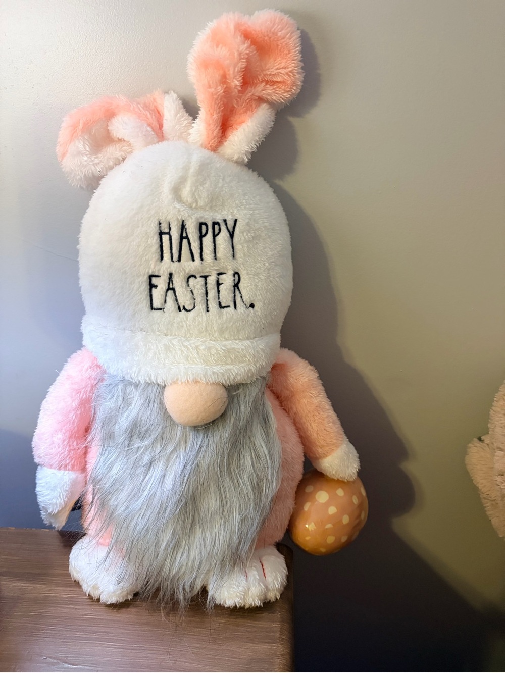 Rae Dunn Plush Easter Gnome with Pink Accents - Happy Easter Hat